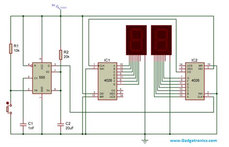 Two Digit Counter Circuit using 7 Segment and IC 4026 - Gadgetronicx