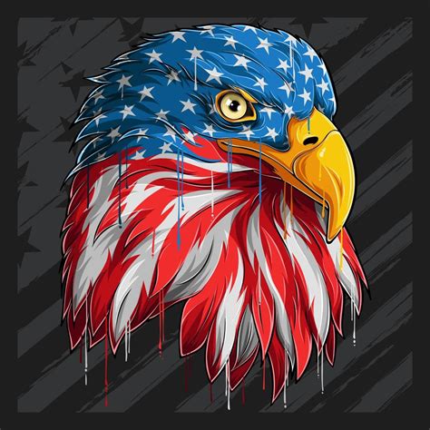 Eagle head with American flag pattern independence day veterans day 4th of July and memorial day ...