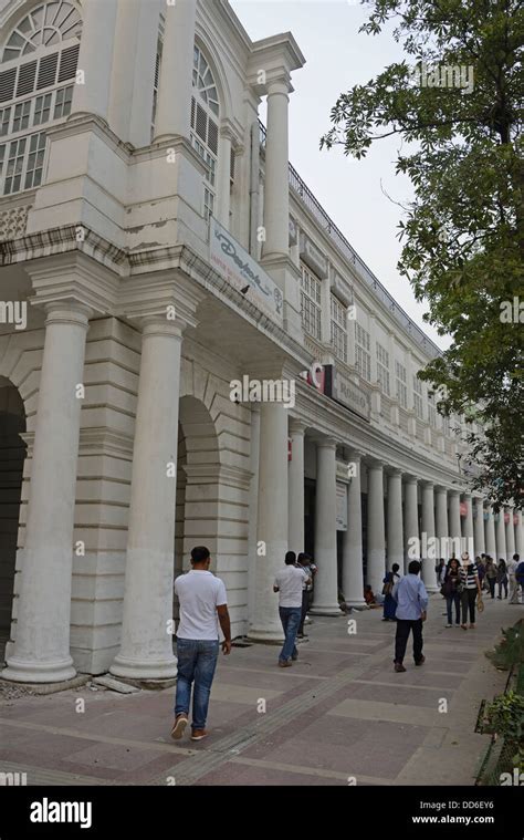 Connaught Place shopping complex in New Delhi, India was built by the British in 1931 Stock ...