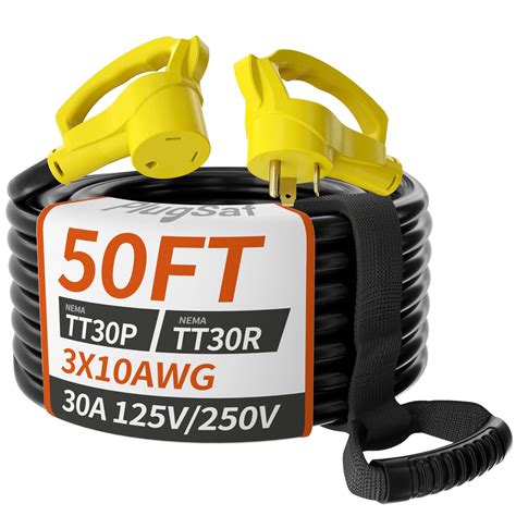 50 FT 30 Amp RV Extension Cord Outdoor with Grip Handle, Flexible Heavy ...