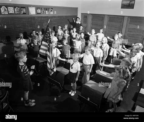 Pledge allegiance children classroom Black and White Stock Photos & Images - Alamy