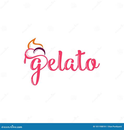 Gelato Logo With Lettering. Cute Italian Frozen Fruit Dessert Set In ...