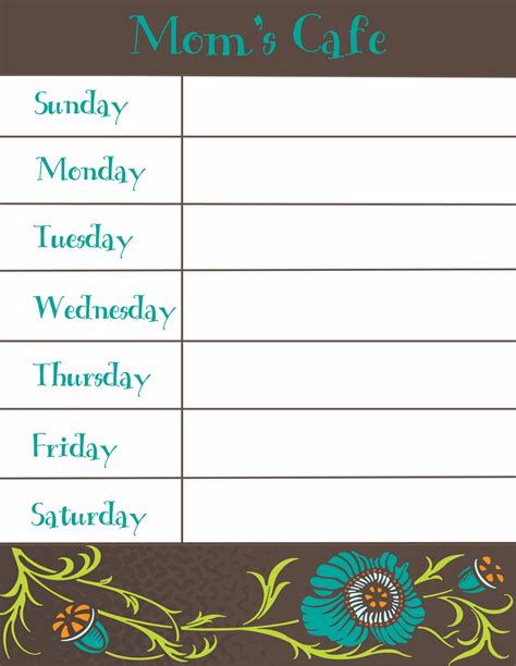 Free Printable Menu Planner Template