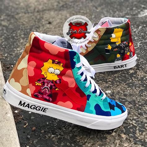 Katty Customs on Instagram: “Custom Bart & Maggie Bape/Supreme Vans ...