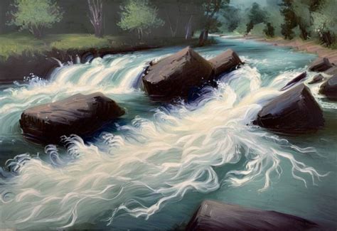 River Flowing Over Rocks Painting by Tatyana Dolgonenko | Saatchi Art