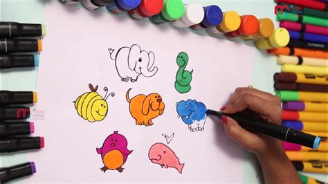 Art Clip For Kids How to Draw Elephant, Honey Bee, Snake, Fish, Puppy for Kids || My Kids Rhymes ...