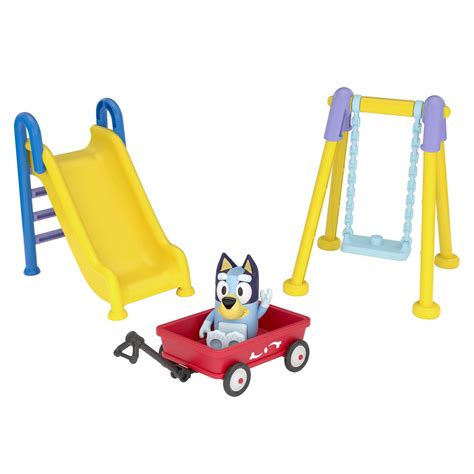 Buy Bluey Park Playset 2.5" Figure, Wagon, Swing Set, and Slide Online ...