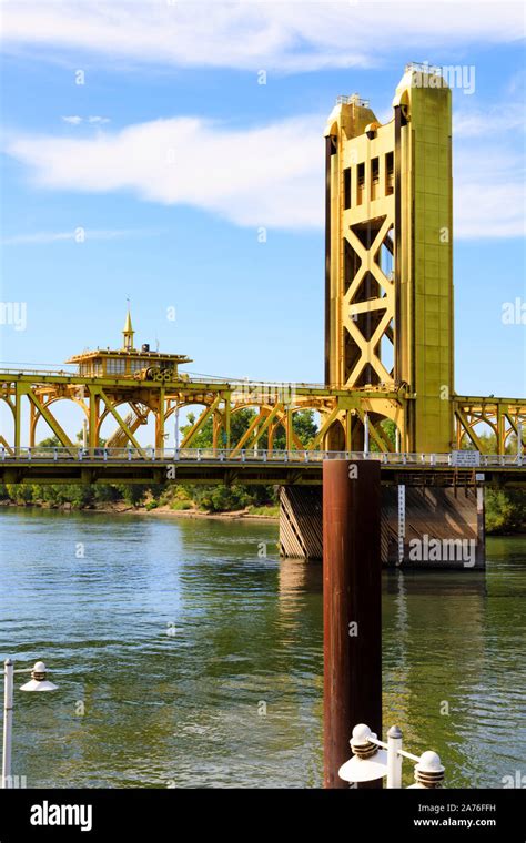 The Golden Tower Bridge spanning the Sacramento River, Sacramento ...