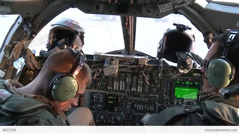 Pilots In Cockpit Of Rockwell B-1 Lancer Bomber Aircraft Stock video ...