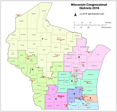 Map of Wisconsin Congressional Districts 2016