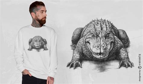 Realistic Crocodile Animal T-shirt Psd PSD Editable Template