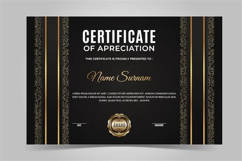 Premium Vector | Black and gold certificate design template