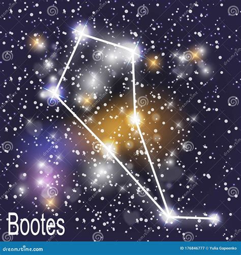 Bootes Constellation with Beautiful Bright Stars on the Background of Cosmic Sky Vector Stock ...