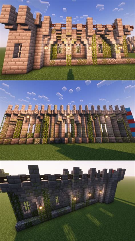 Minecraft Medieval Wall | Minecraft castle, Minecraft castle designs, Minecraft wall