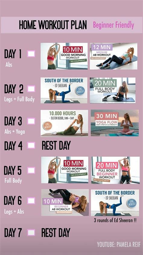 Pamela Reif - Week 3 | At home workout plan, Workout plan for beginners ...