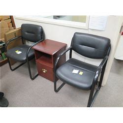 Pair: Black Faux Leather Waiting Room Chairs