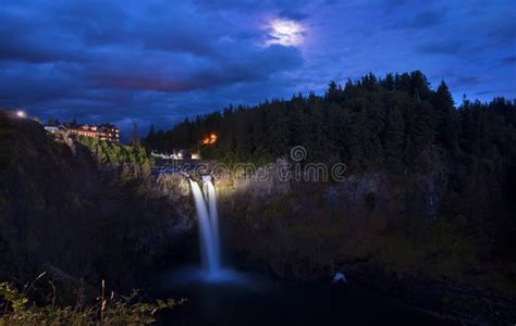 Snoqualmie Falls at Night stock photo. Image of snoqualmie - 20408720