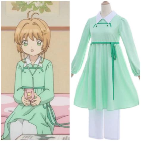 Cardcaptor Sakura:Clear Card KINOMOTO SAKURA Dress Green Pajamas cosplay costume | Clothing ...