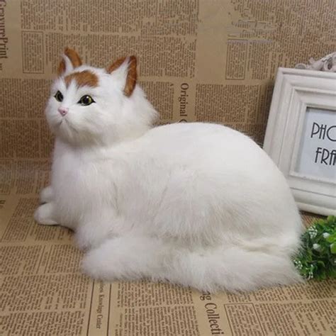 Dorimytrader realistic animal lying cat plush toy lifelike mini cats pet toy decoration gift ...