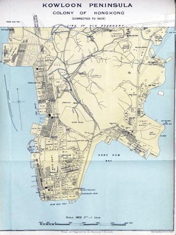 Map of Kowloon Peninsula - 1909 | Hong kong map, Map, Kowloon