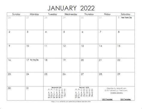 Download the 2022 Ink Saver Calendar from Vertex42.com | Calendar ...