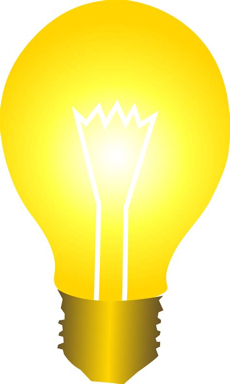 Bright Yellow Idea Light Bulb - Free Clip Art