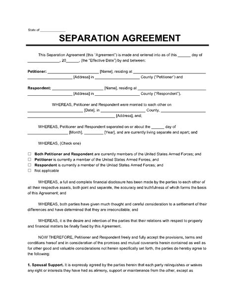 Separation Agreement Template 1