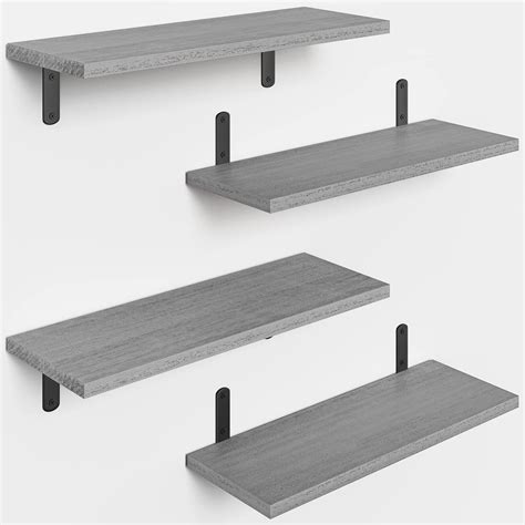 Amazon.com: POTRAS Grey Floating Shelves, Rustic Wood Grey Wall Shelves ...