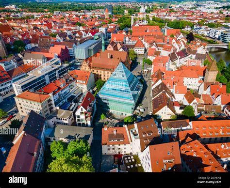 New Ulm Public Library aerial panoramic view. Public Library is located ...