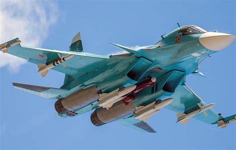 Wallpaper The plane, bomber, Fullback, Su-34, Sukhoi, Videoconferencing Russia, Russian multi ...