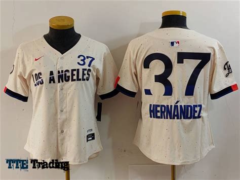 Los Angeles Dodgers #37 Teoscar Hernandez Women's Cream 2024 City Connect Limited Jersey - TTE ...