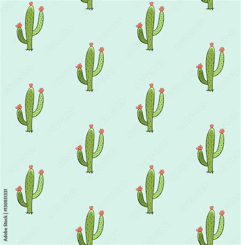 Cactus seamless vector pattern Stock Vector | Adobe Stock