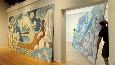 Restored Cape Cod-themed art deco murals displayed at Dennis museum