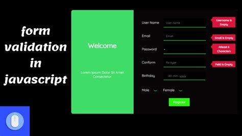Complete Form Validation in JavaScript (JQuery) | With Custom Styling - YouTube