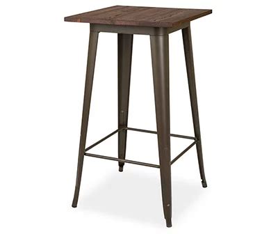 Glitzhome Elm Wood Rustic Wood & Steel Square Bar Table | Big Lots