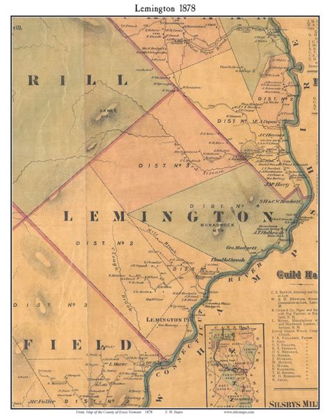 Lemington, Vermont 1878 Old Town Map Custom Print - Essex Co. - OLD MAPS