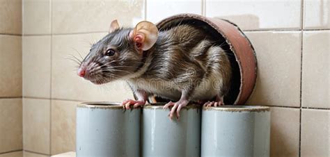 Close-up of a Rat Entering the Human Habitat from the Sewer System ...