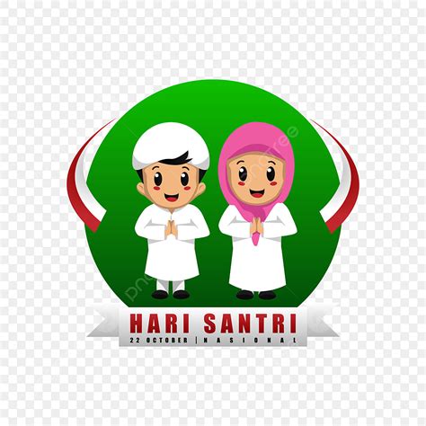 Islamic Kids Vector PNG Images, Hari Santri Nasional With Islamic Cartoon Kids Design, Hari ...