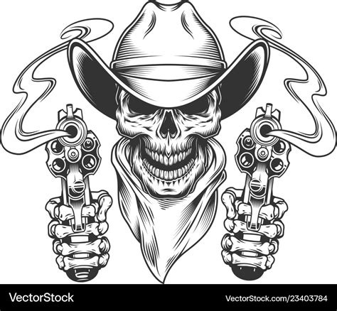 Vintage cowboy skull in neck scarf Royalty Free Vector Image