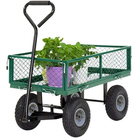 Garden Carts Yard Dump Wagon Cart Lawn Utility Cart Outdoor Steel Heavy Duty Beach Lawn Yard ...