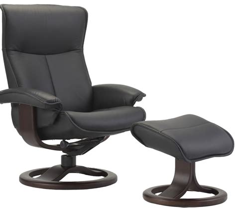 Fjords Senator Ergonomic Leather Recliner Chair + Ottoman Scandinavian Norwegian Lounge Chair by ...