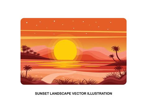 Sunset Landscape Vector Illustration by ianmikraz on Dribbble