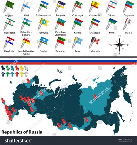 Vector Republics Russia Russian Map Flags Stock Vector (Royalty Free) 469376786 | Shutterstock