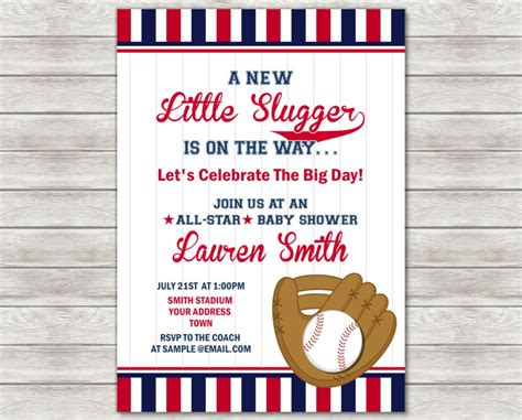 Baseball Baby Shower Invitation Printable File or Printed