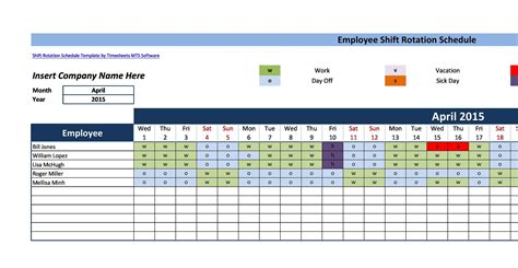 12 Hour Shift Schedule Template Excel