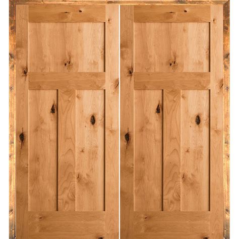 Krosswood Doors 60 in. x 80 in. Rustic Knotty Alder 3-Panel Right ...