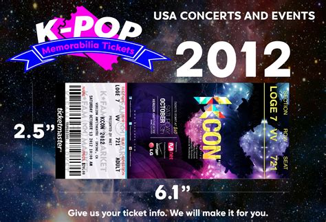 K-pop Custom Memorabilia Concert Tickets 2012 Edition | Etsy