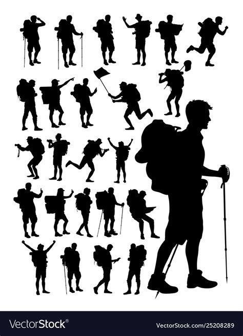 Hiker silhouette detail Royalty Free Vector Image
