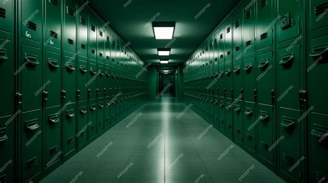 Premium AI Image | school corridor with lockers Generative AI