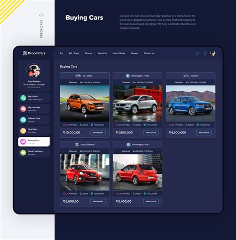 Droom Cars | User Dashboard | UI/UX Design on Behance